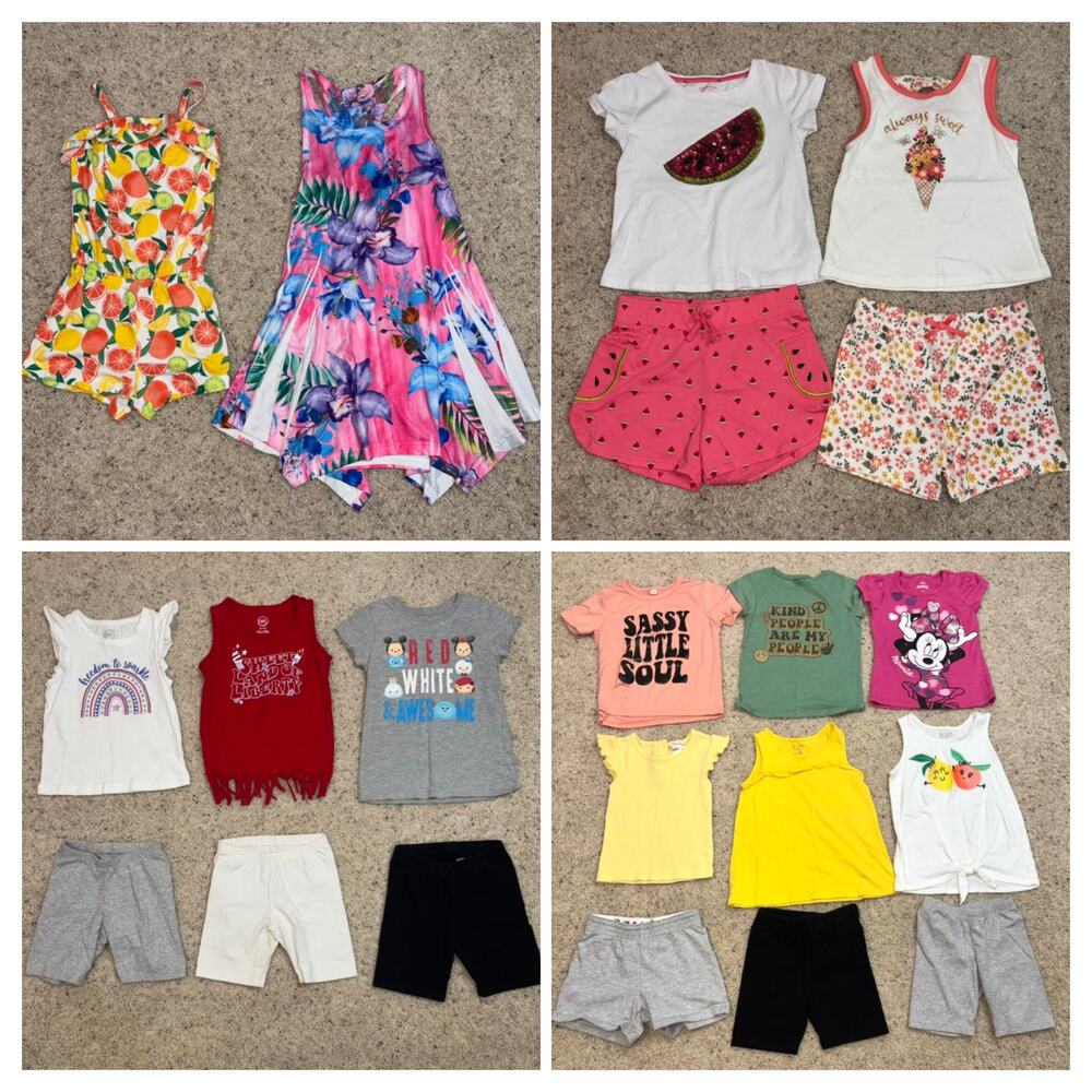 Girls Summer Clothes Tops, Tanks, Shorts, Sets - Size 4/5-5 - 21 Piece Lot